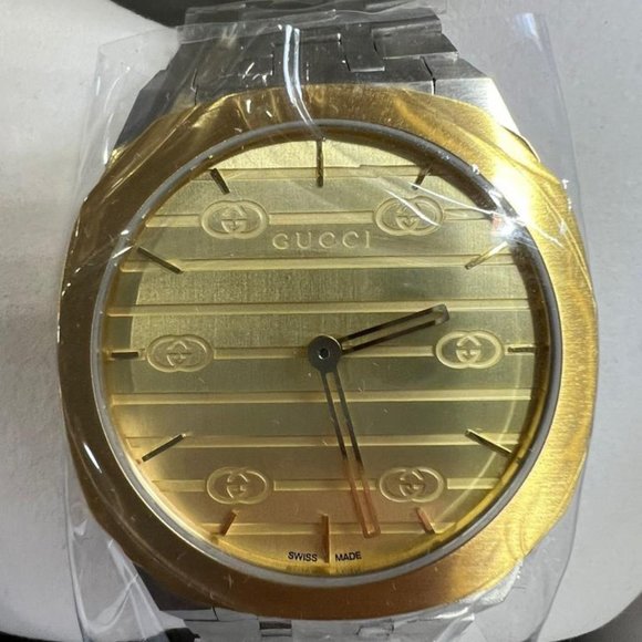 NIB GUCCI 25H Quartz Champagne Dial Men's Watch - Picture 5 of 7